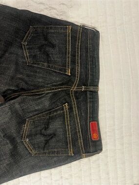 AG The Club Black Cropped Flare Jeans 27 Made in USA Raw Hem